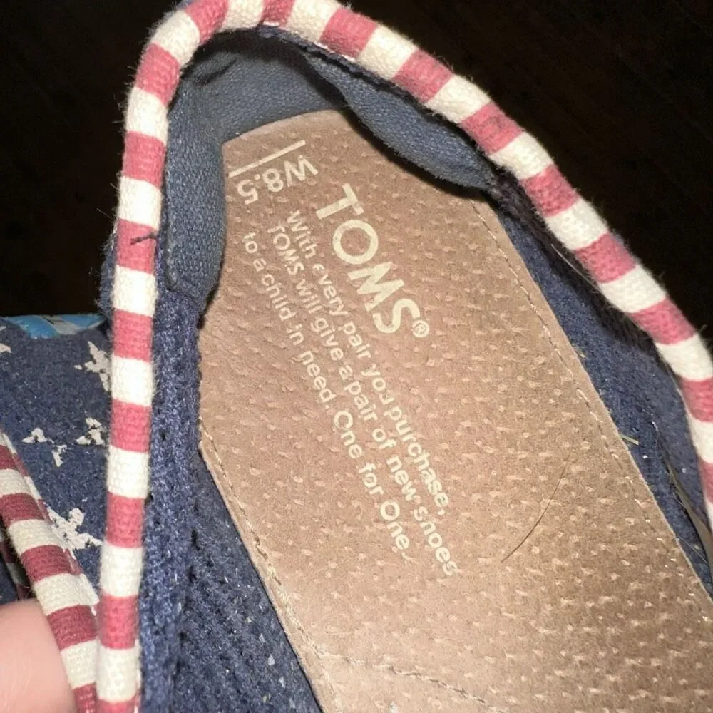 Tom’s Americana patriotic 8.5 raffia woven slip on shoes - Picture 3 of 7
